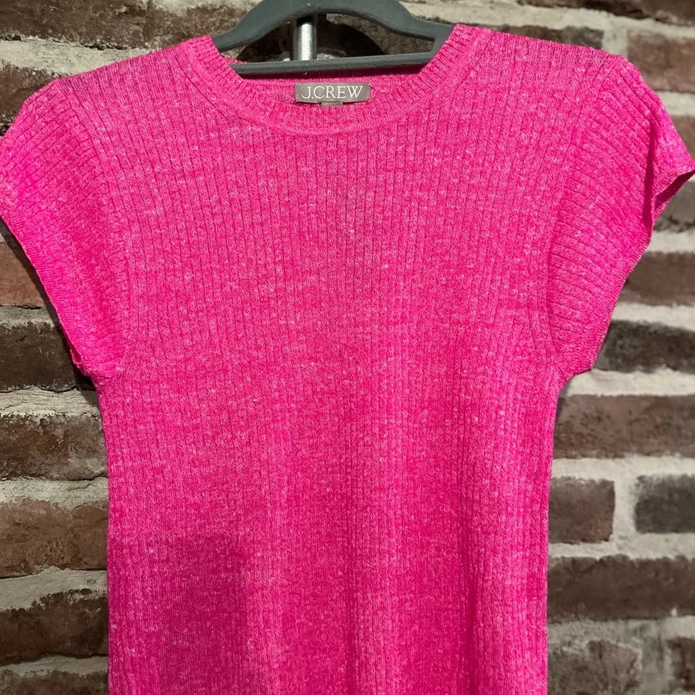 NWT J.Crew Hot Pink Crew Neck Shirt Size Small